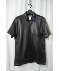 01aw yohji yamamoto pour homme レザー 半袖ブラウス（HX-B37-701）