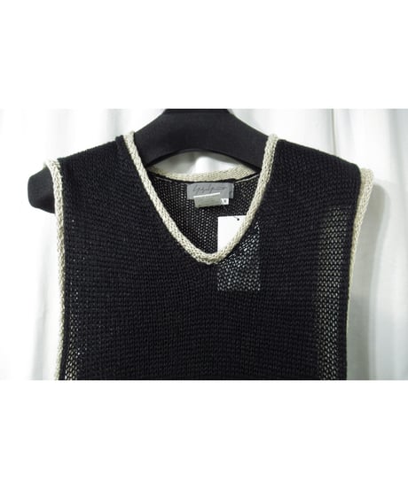 97ss yohji yamamoto pour homme vintage 麻 スリーブレス デザインニット（HU-K49-308）