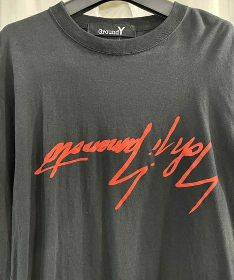 GroundY yohji yamamoto 逆さロゴプリント長袖カットソー（GW-T64-074）