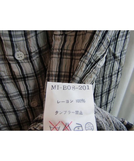 Y's for men yohji yamamoto シャーリング加工チェックブラウス MI-B08-201