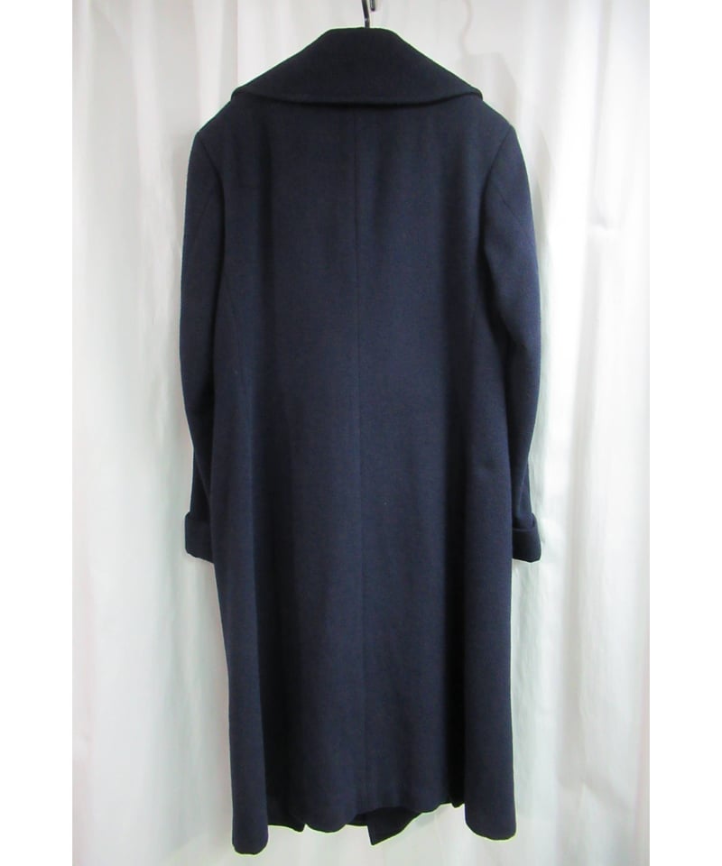 13aw yohji yamamoto pour homme 紺 へちま襟ロングコート HQ-