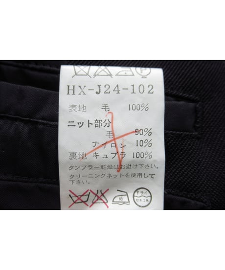 07aw yohji yamamoto pour homme 襟ニット切り替え 燕尾デザインロングジャケット（HX-J24-102）