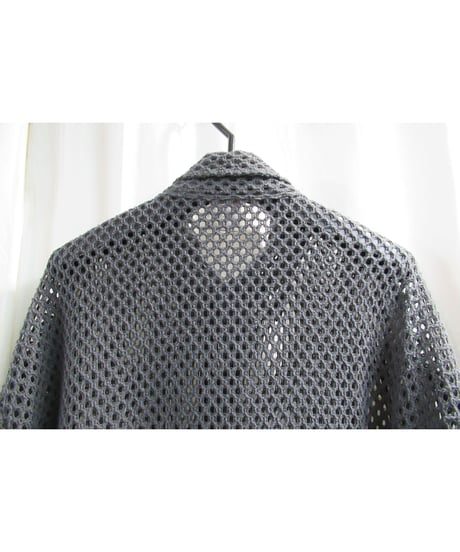 94ss yohji yamamoto pour homme vintage グレー メッシュデザインブラウス（HT-B27-053）