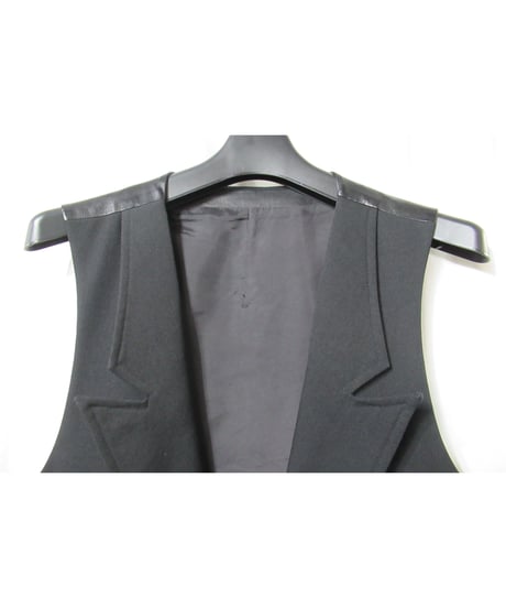 19ss yohji yamamoto pour homme バックレザー切り替えデザインベスト（HH-V11-806）