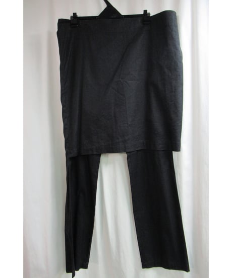 11ss yohji yamamoto femme 麻 スカート付きデザインパンツ FO-P19-305