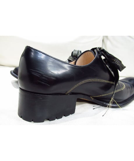 06aw yohji yamamoto pour homme HIROMU TAKAHARA 金糸ステッチデザイン レースアップシューズ（HB-E06-721）