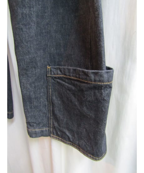 yohji yamamoto POUR HOMME 裾ポケットデザインブラックデニムパンツ HJ-P47-008