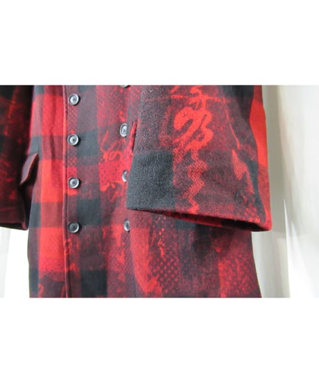 2020aw yohji yamamoto pour homme チェックデザイン 赤 ロングコート （HR-C13-127）