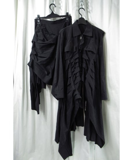 17aw yohji yamamoto femme プリーツデザイン アシメトリーセットアップ（FK-J05-901/FK-S02-901）