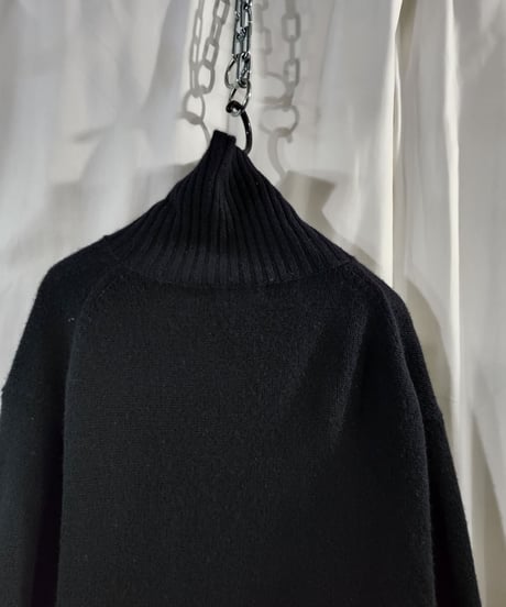 18aw yohji yamamoto pour homme 黒　サイドスリットロングニット （HV-K09-182)