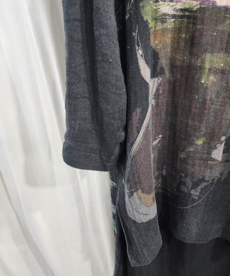 2020ss yohji yamamoto pour homme 麻 デザインロングブラウス(HN-B28-801)