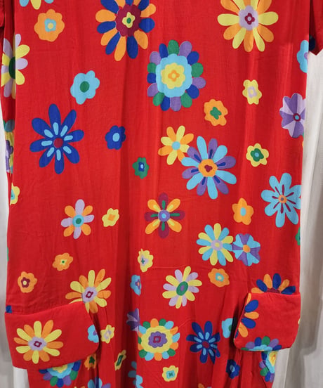 AD1996 COMME des. GARCONS 青山オリジナル 赤 プリントワンピース (KX-615190)
