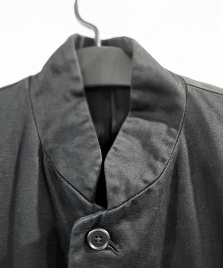 Y's for men yohji yamamoto スタンドカラー 黒 コットン ロングジャケット (MN-J59-077)