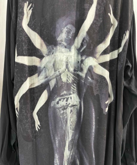 2023SS BLACK Scandal yohji yamamoto 阿修羅柄ブラウス（HZ-B84-828）