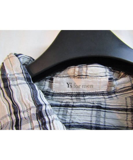 Y's for men yohji yamamoto シャーリング加工チェックブラウス MI-B08-201