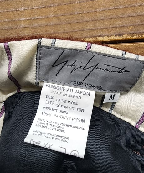 1995aw yohji yamamoto pour homme サスペンダー釦付きツイードストライプパンツ  (HE-P06-103)