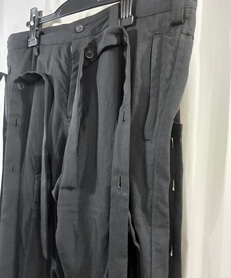 2020ss yohji yamamoto pour homme 黒 デザインパンツ  (HN-P54-100)