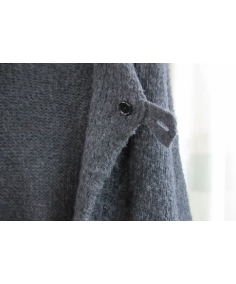 12aw yohji yamamoto pour homme グレースナップ釦フード ベルト付きロングニット