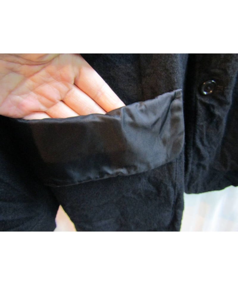 Y's 22SS シワ加工 半袖 ロングジャケット 黒2 Y's for men yohji yamamoto シワ加工シンプルジャケット MU-J25