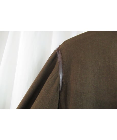 03aw yohji yamamoto pour homme 茶 レザー切替えデザインジャケット HU-J22-119