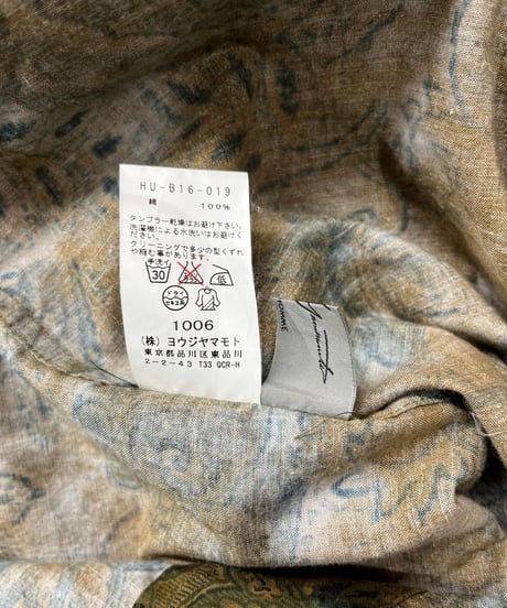 2015SS yohji yamamoto pour homme 花柄デザインシャツ（HU-B16-019）
