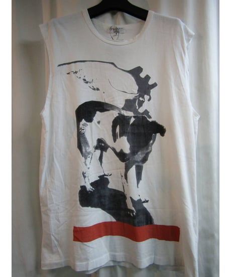 10ss yohji yamamoto pour homme プリントノースリーブTシャツ② HJ-T84-068