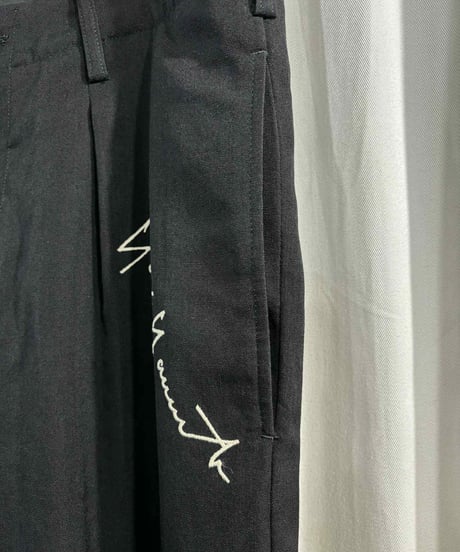 2018AW yohji yamamoto pour homme ヨウジ刺繍入りテーパードパンツ (HV-P66-528)