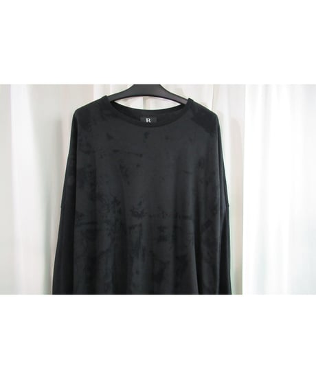 18aw B yohji yamamoto +noir 黒 顔料プリントデザインカットソー NV-T55-071