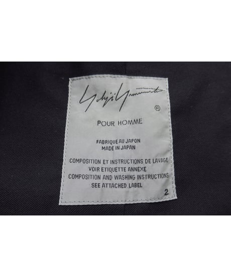 20ss yohji yamamoto pour homme ノーカラー シンプル コットン ロングジャケット（HN-J06-002）