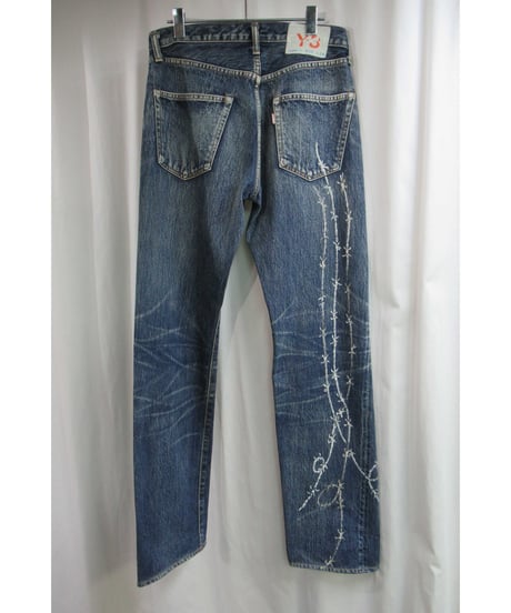 希少Y-3 初期 友禅 yohji yamamoto homme 有刺鉄線デニムパンツ 3P-1