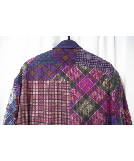 16aw yohji yamamoto pour homme パッチワークプリントデザイン ロングブラウス（HR-B41-161）