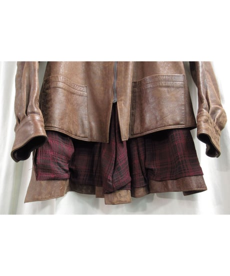 レア 95aw yohji yamamoto femme vintage バック 裏地デザイン レザージャケット（FE-J32-709）