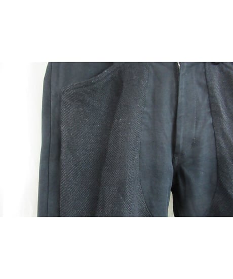 Y's for men yohji yamamoto 黒 異素材切り替えデザインパンツ MN-P14-814