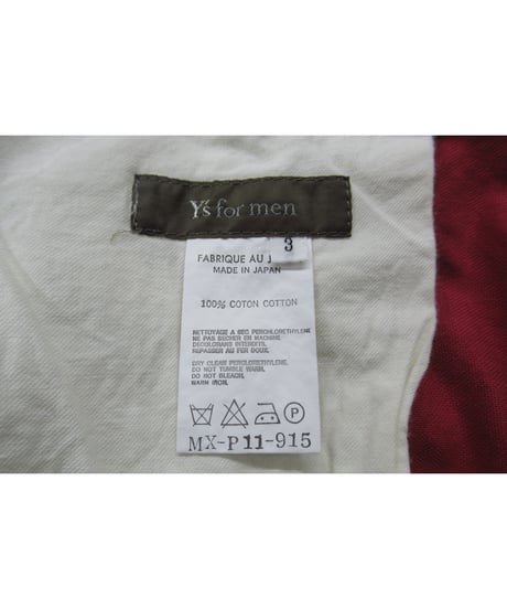 Y’s for men yohji yamamoto コットン 赤 ワイドテーパードパンツ（MX-P11-915）