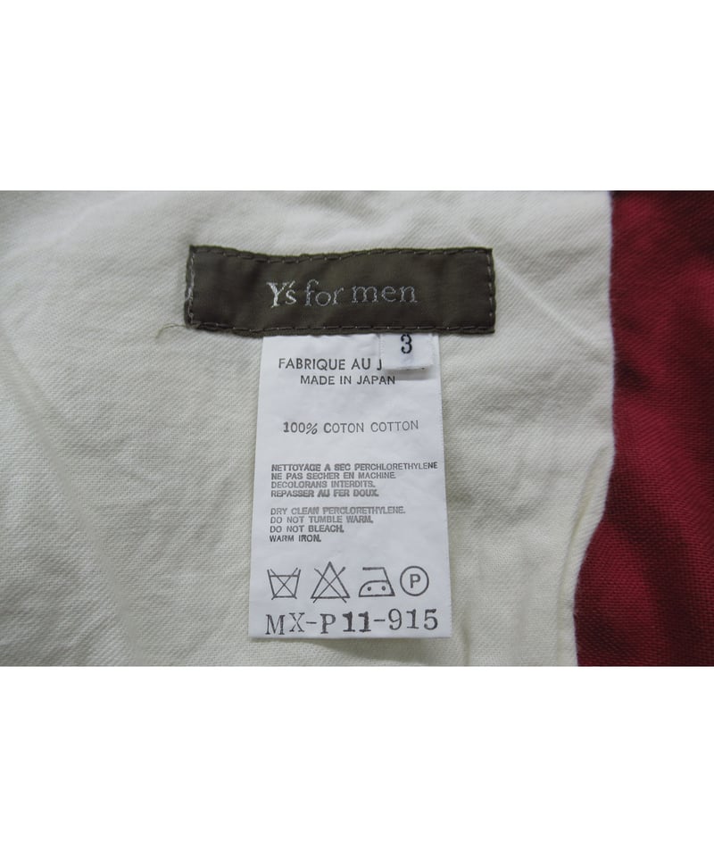 Y's for men yohji yamamoto コットン 赤 ワイドテーパードパンツ（M