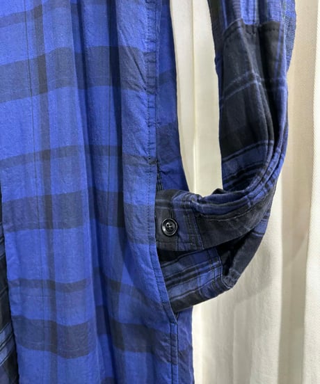 Y's yohji yamamoto チェック柄ドレープロングブラウス（YX-B17-800）