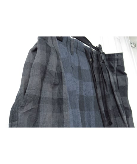 19aw yohji yamamoto pour homme コットン 切替えデザイン チェックパンツ（HC-P69-817）