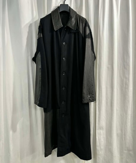 2015AW yohji yamamoto pour homme   vintage レザー切り替えコート（HY-C08-804）