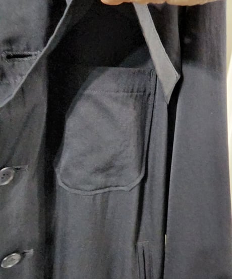 Y's for men yohji yamamoto 黒 ウールギャバジン デザインロングコート （MX-CO5-100)