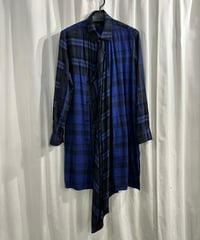 Y's yohji yamamoto チェック柄ドレープロングブラウス（YX-B17-800）
