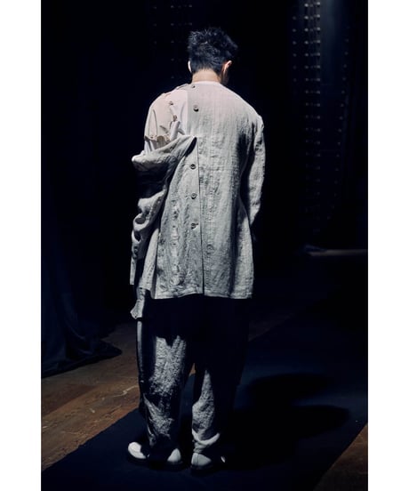 21ss yohji yamamoto pour homme リネン 多釦デザイン ノーカラージャケット（HD-J21-303）