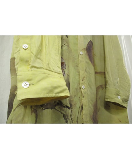 Ground Y yohji yamamoto 河鍋暁斎 鳥獣戯画プリント ロングブラウス（GN-B17-854）