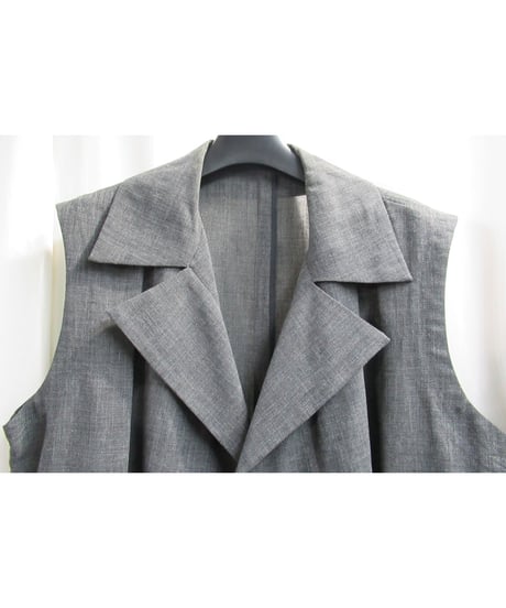 03ss yohji yamamoto femme ノースリーブ ボタンレスデザインジャケット グレー（FQ-J35-118-G）