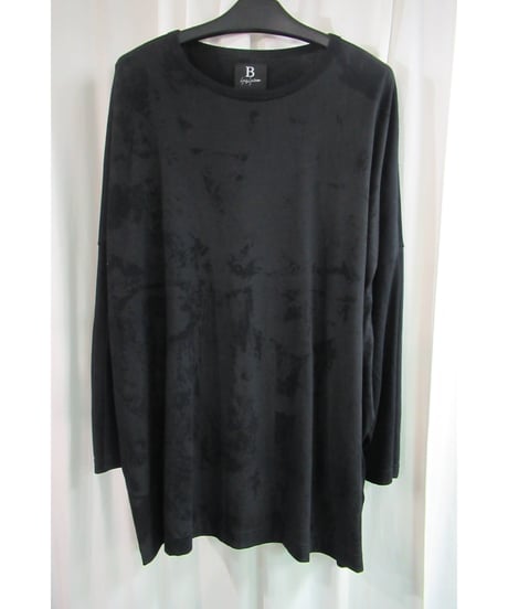 18aw B yohji yamamoto +noir 黒 顔料プリントデザインカットソー NV-T55-071