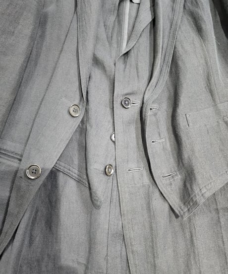 02ss yohji yamamoto pour homme 黒 レイヤードデザインジャケット (HE-J75-007)