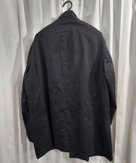 Y's for men yohji yamamoto スタンドカラー 黒 コットン ロングジャケット (MN-J59-077)