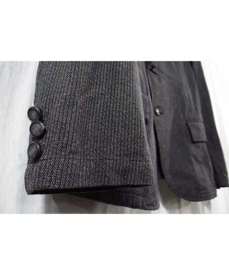 10ss yohji yamamoto pour homme グレー ストライプ ボタンデザイン コットンジャケット（HJ-J36-042）