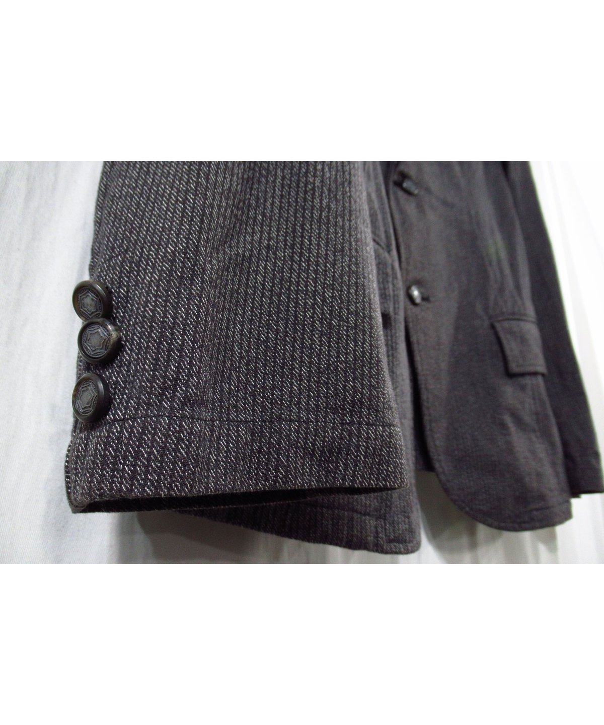 10ss yohji yamamoto pour homme グレー ストライプ ボタンデザイ 10ss yohji yamamoto pour homme グレー ストライプ ボタンデザイ