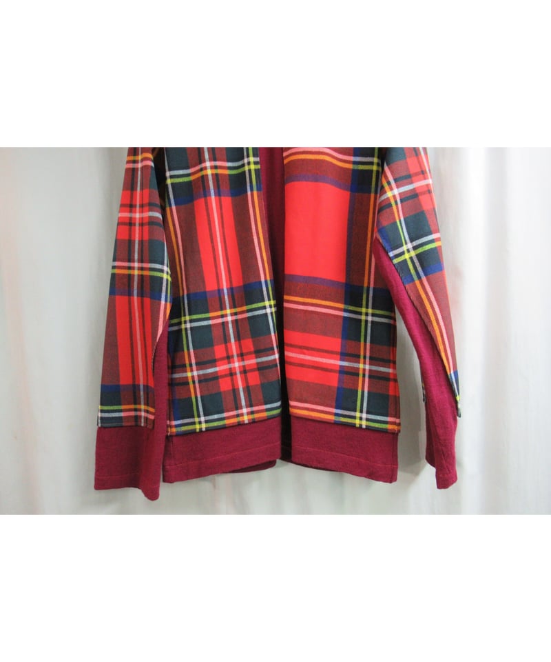美品　赤 ダウンジャケットcomme des garcons homme AD2000 COMME des GARCONS HOMME PLUS 素材切り替え チェック
