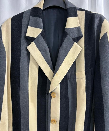 1980's yohji yamamoto pour homme vintage 丸文字ロゴ ストライプジャケット（H-J-239xxx）